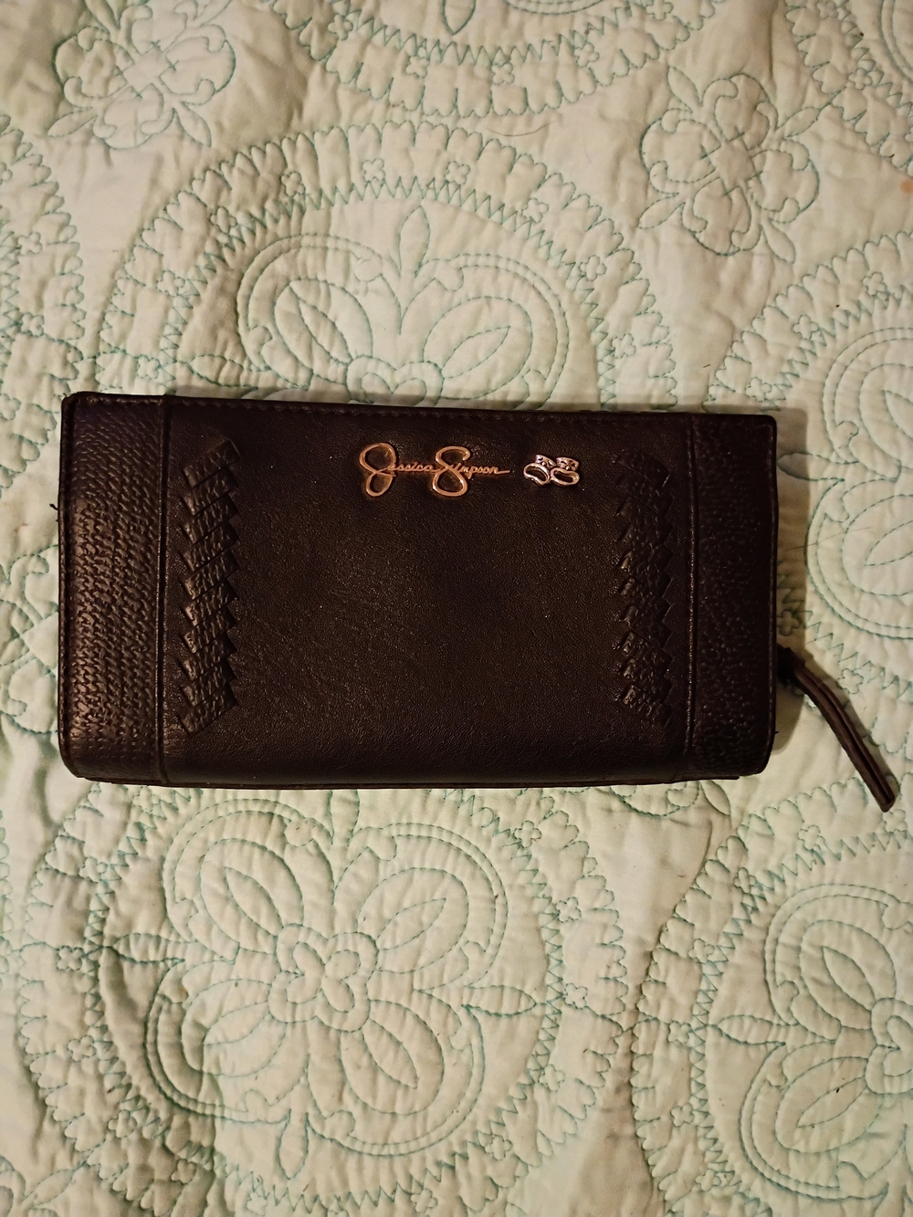Jessica Simpson Black Zip-Around Wallet